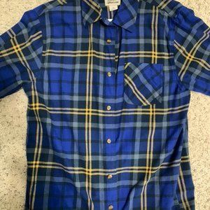 Mens Large Blue and Yellow Flannel Sweater
